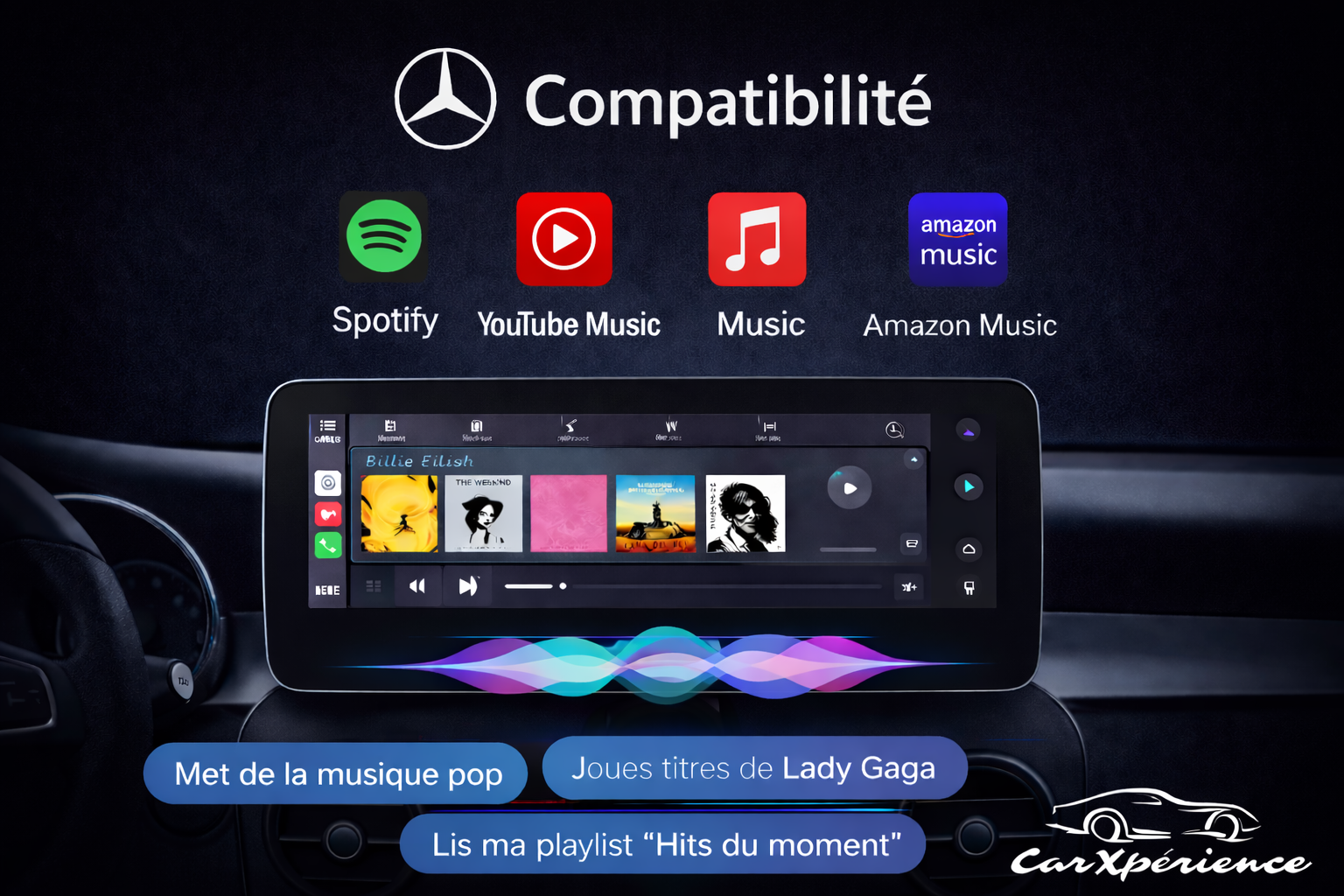 Ecran 10 Pouces Mercedes multimédia CarPlay & Android Auto Classe C/V/GLC