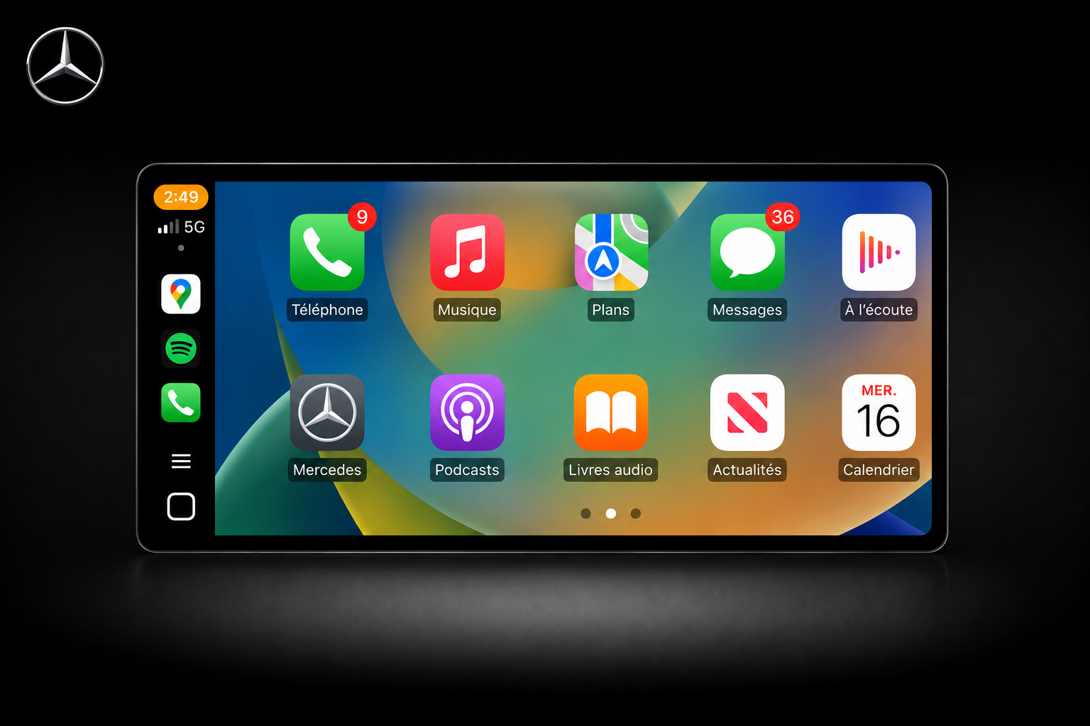Ecran 12.3 Pouces Mercedes multimédia CarPlay & Android Auto Classe C/V/GLC